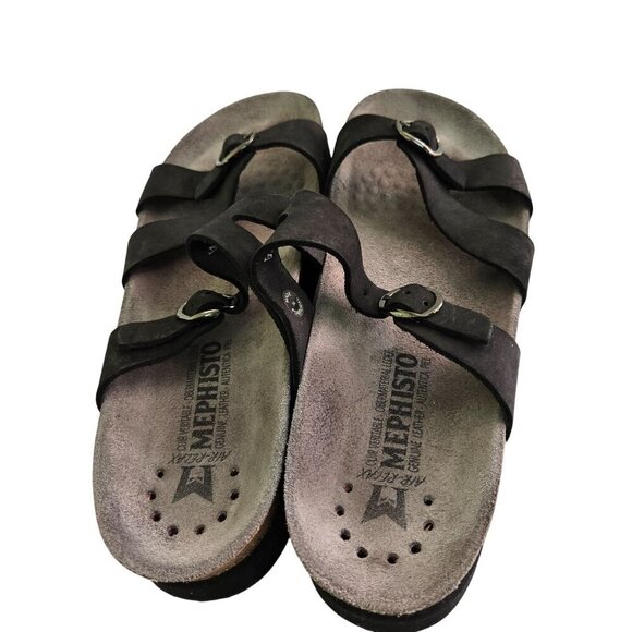 Mephisto Hannel Black Suede Comfort Support Sandals Size 40/10 - Picture 5 of 8
